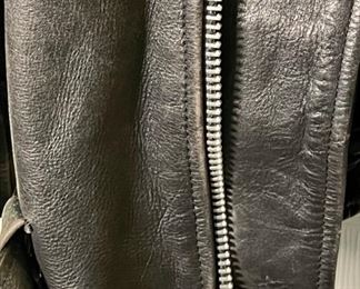 UNIK Black Leather Motorcycle Jacket	SZ: 60	
