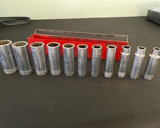 Snap on Tools 11 Pc 1/2" Dr SAE Deep 12 Pt Socket Set (7/16" - 1-1/8") 