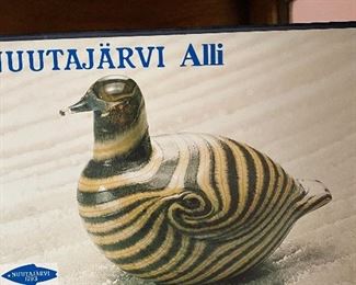 Mid Century Nuutajarvi Alli Glass Bird, Finland  with Box. 