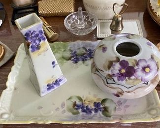 Vintage Nippon Hand Painted Vanity Set,Tray