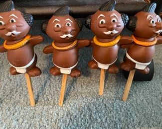 Vintage Trader Vic's Menethune Men, Tiki Swizzle Sticks