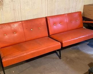 Mid Century 2 Piece Orange Sectional Sofa