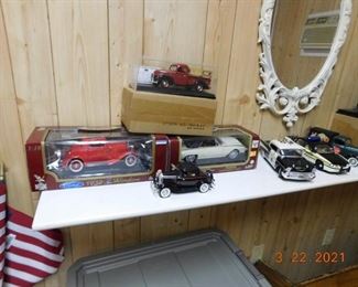 1:18 and 1:24 scale cars.