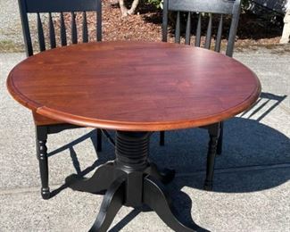 Drop Leaf/Pedestal Wood Table and Chairs