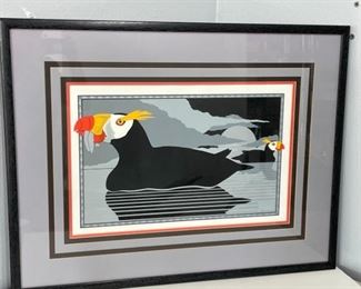 Susan Ogle Print - Puffins Fishing