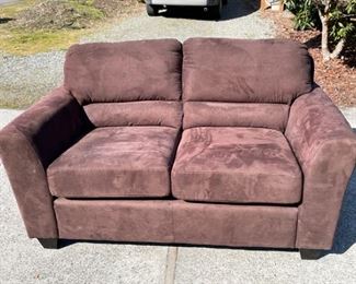 Chocolate Brown Soft Fabric Loveseat
