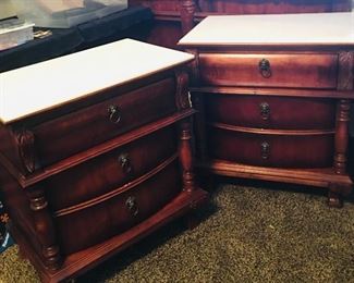 (2) Matching Nightstands w/Marble Top