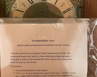 Grand mother clock by local woodsmith Michael Smith