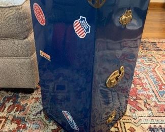 Vintage Doll Steamer Trunk with transportation decals