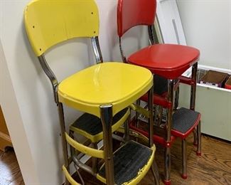 Vintage Cosco Yellow Stepstool. Newer Red one