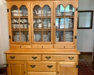 Maple China Cabinet filled with Royal Doulton China