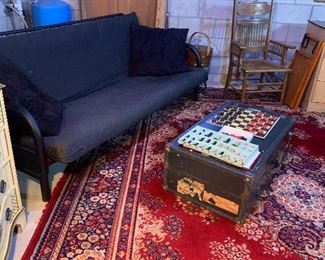 Futon, Vintage Trunk, Large beautiful area rug