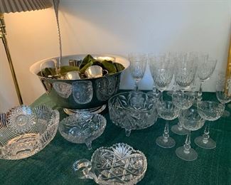 Silver punch bowl and cups