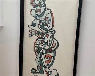 Vintage Mid Century Framed Jean Dubuffet poster
