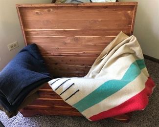 Cedar chest and wool blankets
