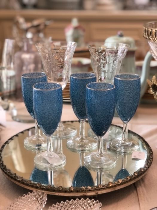 Crinkle glass champagne flutes