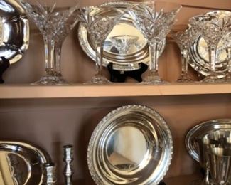 Collection of silver plate and crystal