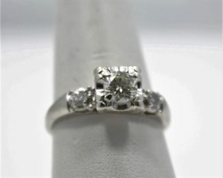 14K White Gold  Ring with .5 Carat Diamond