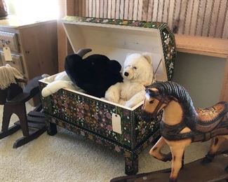 Rocking horse and decorative toy chest