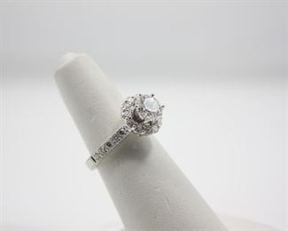 14K White Gold Diamond Engagement Ring.  Center stone 1.14Carats (FGSI2)