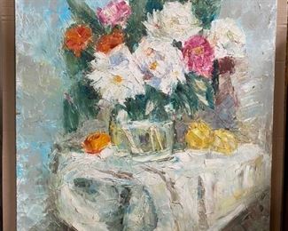 4'x3' Abstract Still Life Original Oil Painting, Signed. - $250