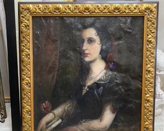 Antique Oil Portrait. Some Damage - $300