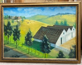 Large Modernist Landscape  Signed - $400