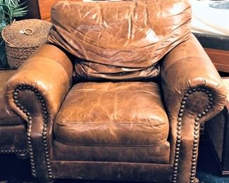 Brown Leather Chair Ottoman Included