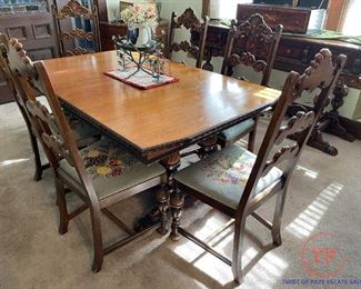 Antique BERKEY & GAY Furniture Dining Room Table and Chair Set