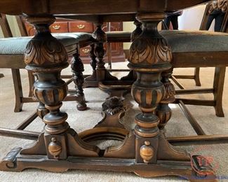 Antique BERKEY & GAY Furniture Dining Room Table and Chair Set