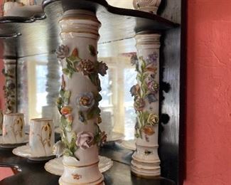 1800's DRESDEN GERMAN PORCELAIN WALL SHELF - Meissen Style