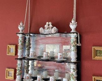 1800's DRESDEN GERMAN PORCELAIN WALL SHELF - Meissen Style