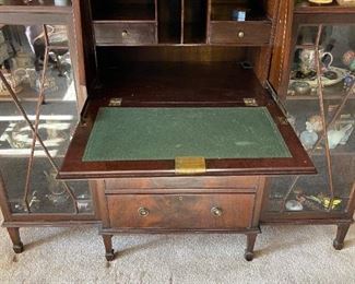 Antique WM Richardson (Furnisher) LTD Slant Front Secretary Desk with Side Display Cabinets