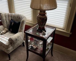 Antique Glass Display Vitrine Side Table