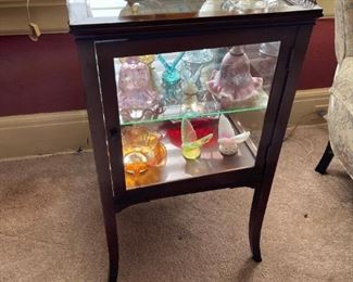 Antique Glass Display Vitrine Side Table
