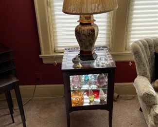 Antique Glass Display Vitrine Side Table