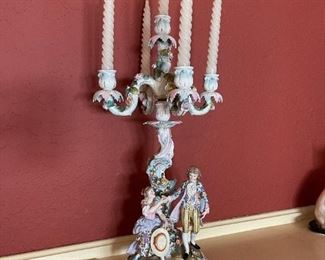 1800's DRESDEN GERMAN PORCELAIN CANDELABRA Meissen Style