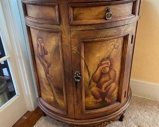 Bombay Style Half Moon Cabinet - Monkey Hear, See, Speak No Evil