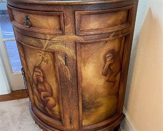 Bombay Style Half Moon Cabinet - Monkey Hear, See, Speak No Evil