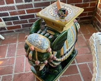 Vintage Elephant Garden Seat / Table / Stand