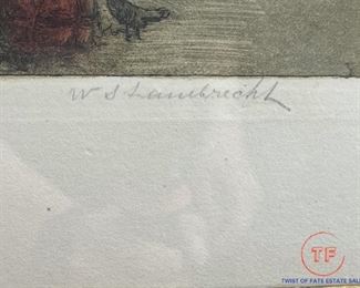 Large Signed WILLIAM ADOLPHE LAMBRECHT 1925 Etching / Aquatint