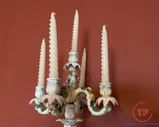 1800's DRESDEN GERMAN PORCELAIN CANDELABRA Meissen Style
