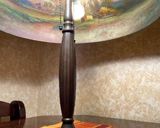 HANDEL TABLE LAMP - Reverse Painted Scenic Shade #6754 - Signed Base and Shade - EXCELLENT Original Condition - One Family
