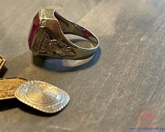 Antique Custom GOLD Ruby Ring and GOLD Cufflinks