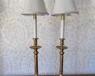 Frederick Cooper Brass Footed Candlestick Lamps