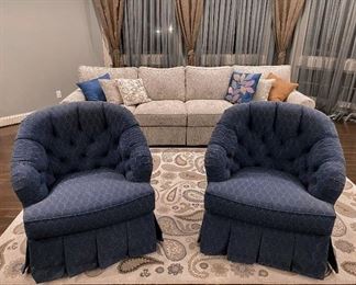 Ethan Allen Blue rocking chairs. 35" x 34" 32" Price is $850 each.