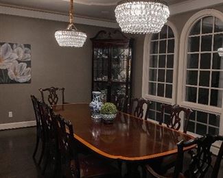 Stickley wood dining table set with 8 chairs. 10' x 46" x 30" Price is $5,700