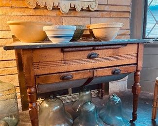Early Zinc Top Bakers Table