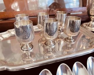 Sterling Silver Cordials and Tray 