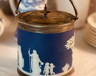 Edwardian Wedgwood Jasper Biscuit Barrel